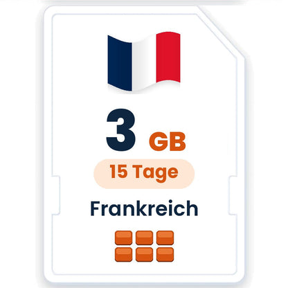 Frankreich eSIM – 3 GB, 15 Tage gültig