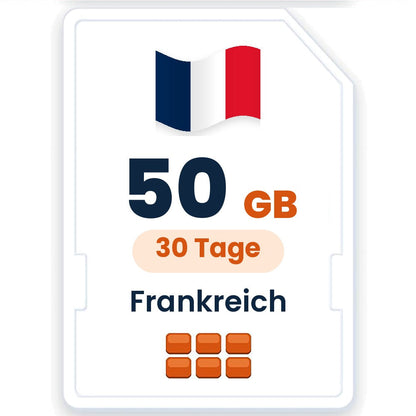 Frankreich eSIM – 50 GB, 30 Tage gültig