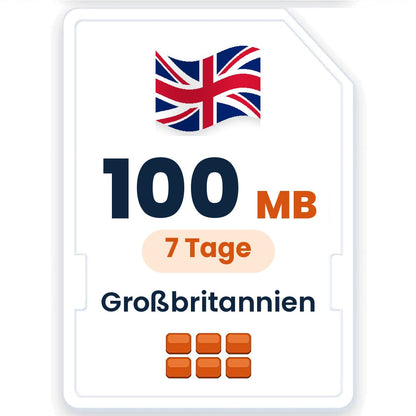 Großbritannien eSIM – 100 MB, 7 Tage gültig