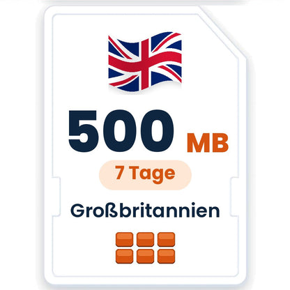 Großbritannien eSIM – 500 MB, 7 Tage gültig