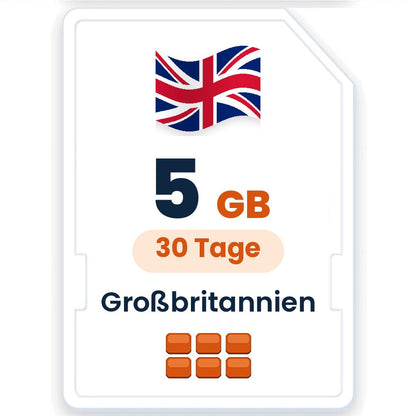 Großbritannien eSIM – 5 GB, 30 Tage gültig