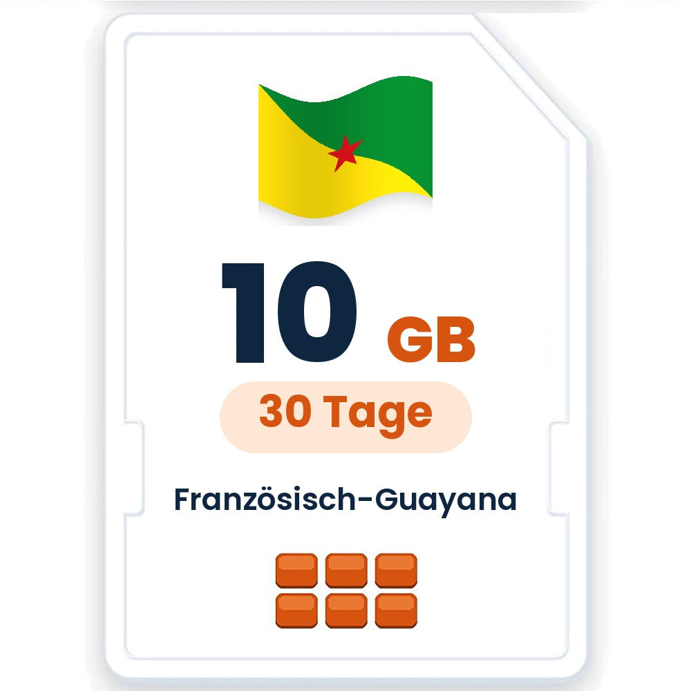 Französisch-Guayana eSIM – 10 GB, 30 Tage gültig