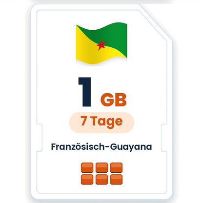Französisch-Guayana eSIM – 1 GB, 7 Tage gültig