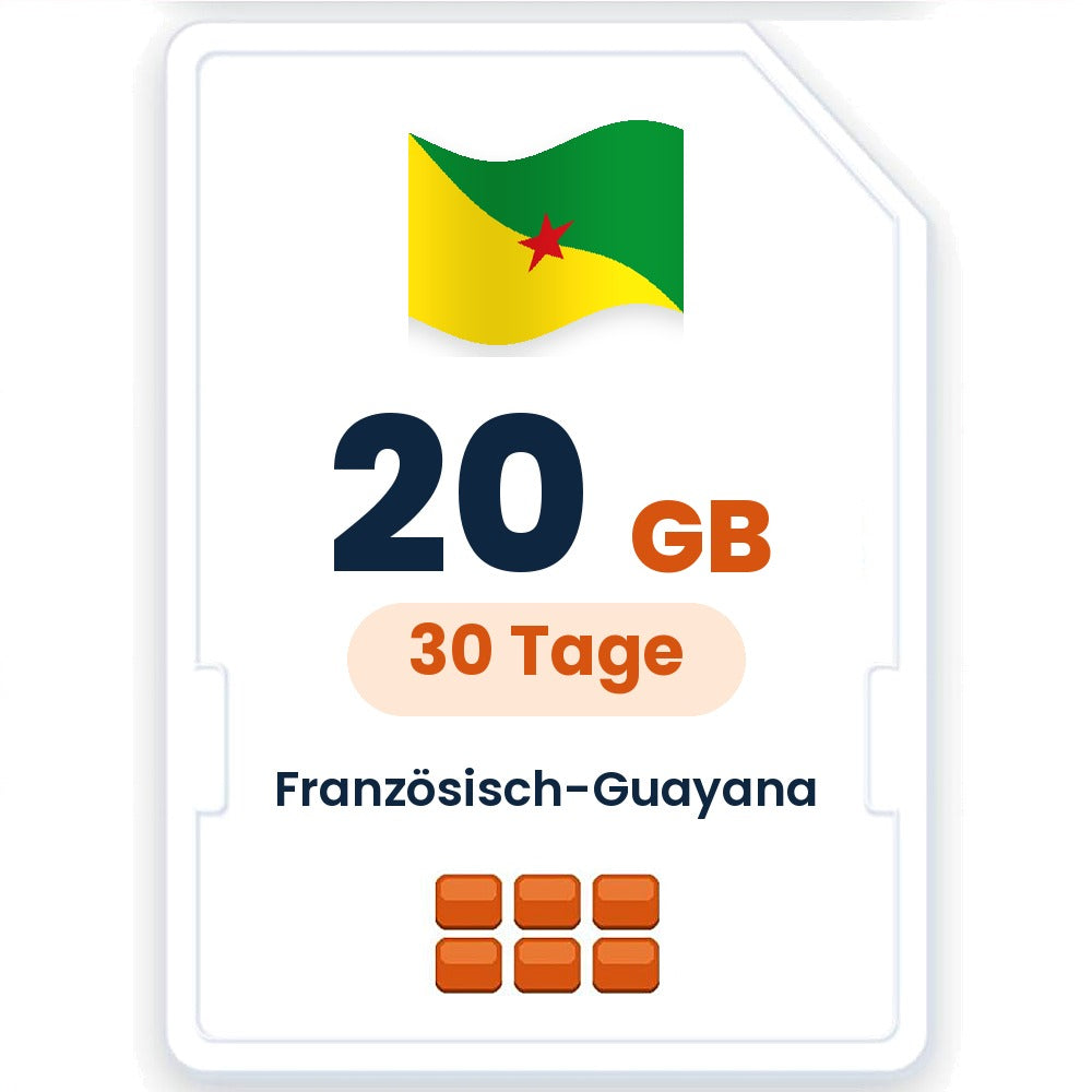 Französisch-Guayana eSIM – 20 GB, 30 Tage gültig