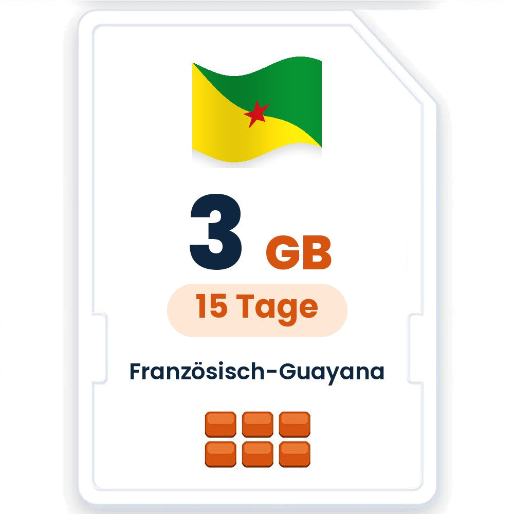 Französisch-Guayana eSIM – 3 GB, 15 Tage gültig