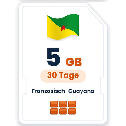 Französisch-Guayana eSIM – 5 GB, 30 Tage gültig