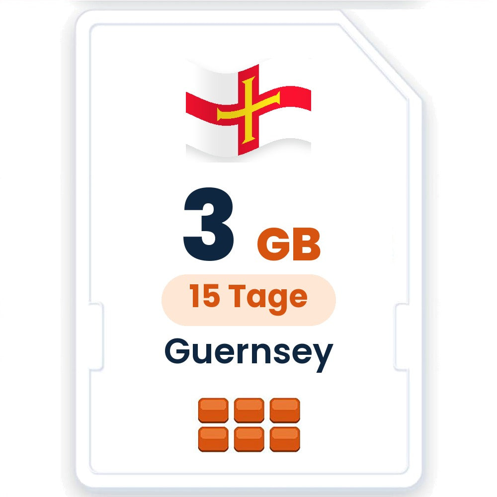 Guernsey eSIM – 3 GB, 15 Tage gültig