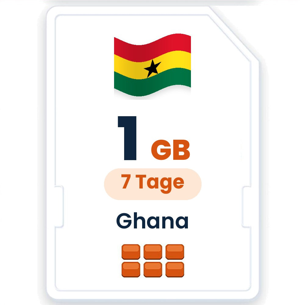 Ghana eSIM – 1 GB, 7 Tage gültig
