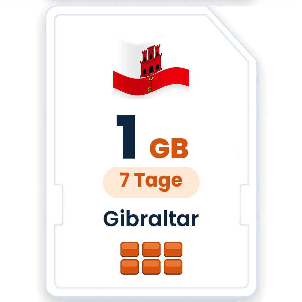 Gibraltar eSIM – 1 GB, 7 Tage gültig