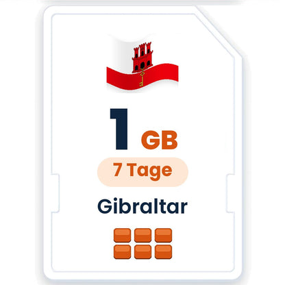 Gibraltar eSIM – 1 GB, 7 Tage gültig