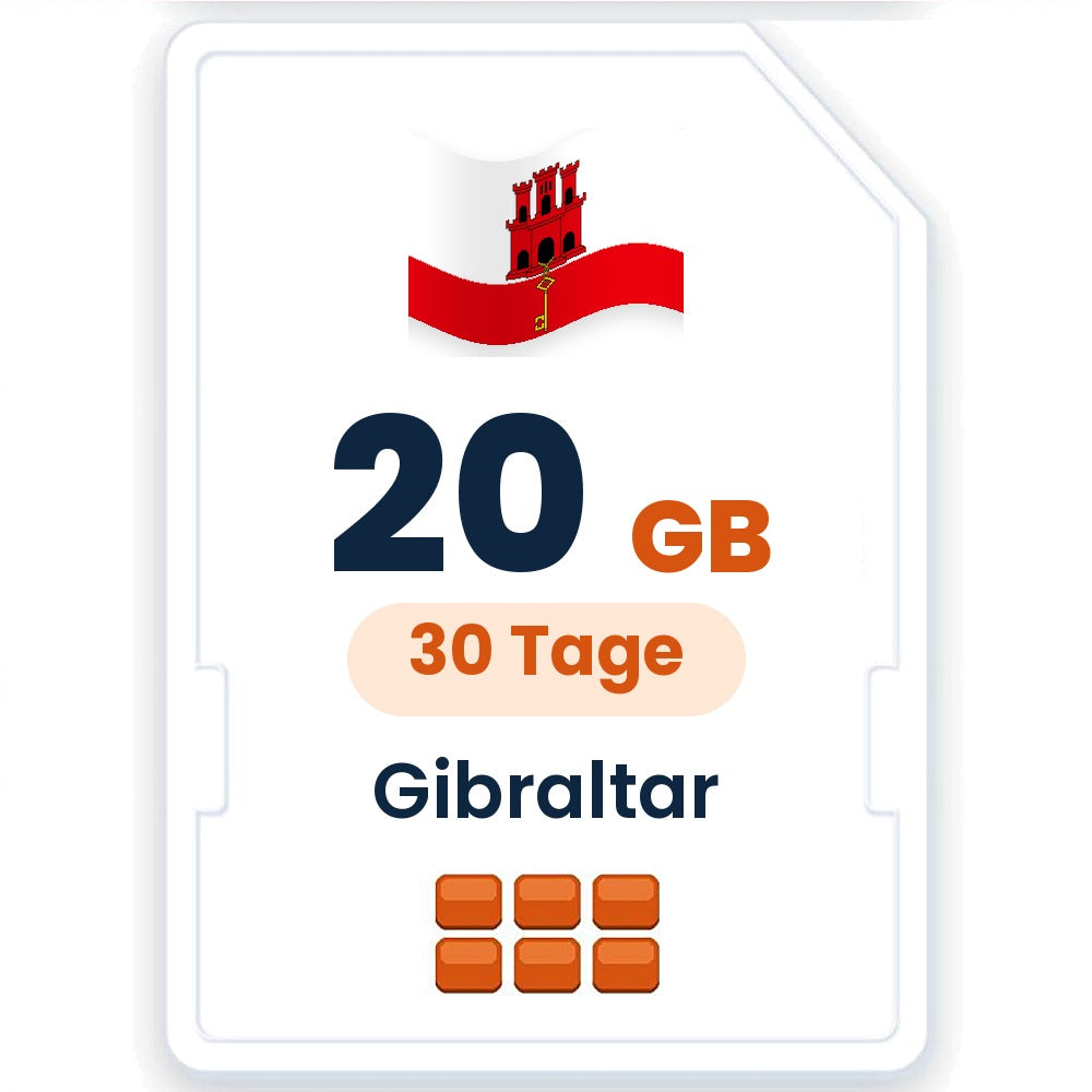 Gibraltar eSIM – 20 GB, 30 Tage gültig