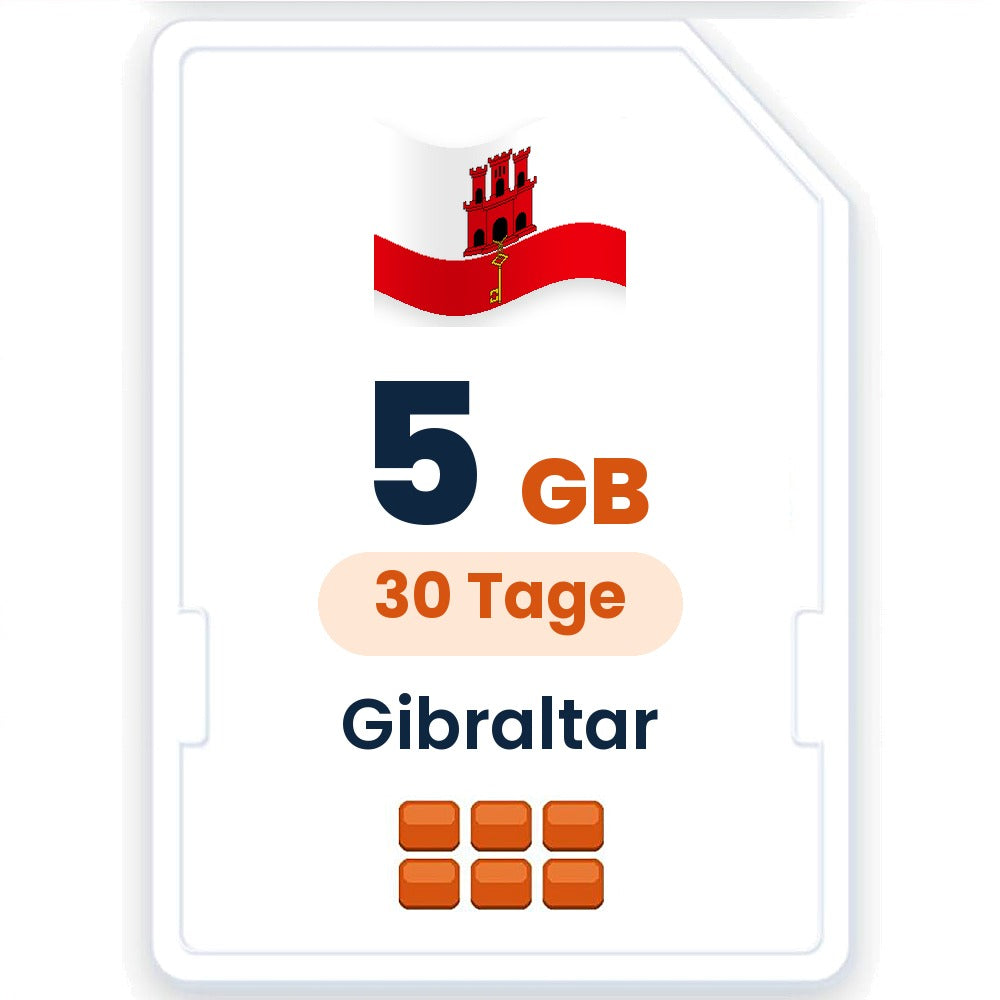 Gibraltar eSIM – 5 GB, 30 Tage gültig