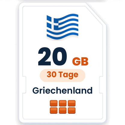 Griechenland eSIM – 20 GB, 30 Tage gültig