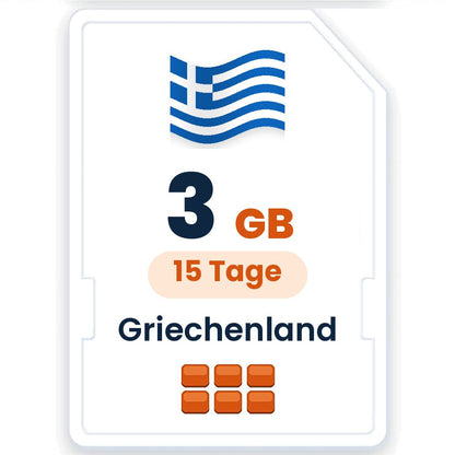 Griechenland eSIM – 3 GB, 15 Tage gültig
