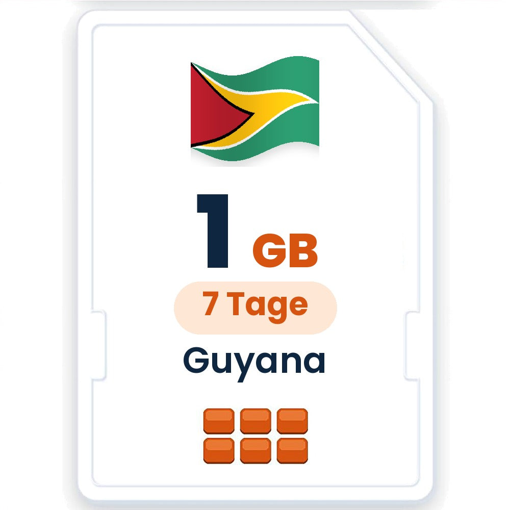 Guyana eSIM – 1 GB, 7 Tage gültig