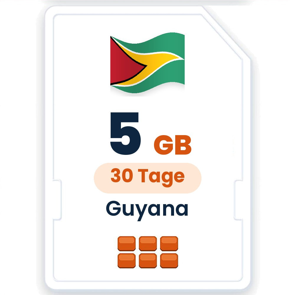 Guyana eSIM – 5 GB, 30 Tage gültig