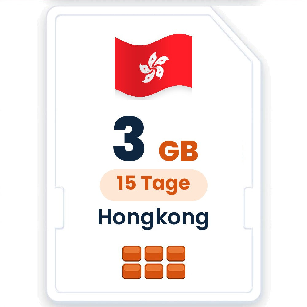 Hongkong eSIM – 3 GB, 15 Tage gültig