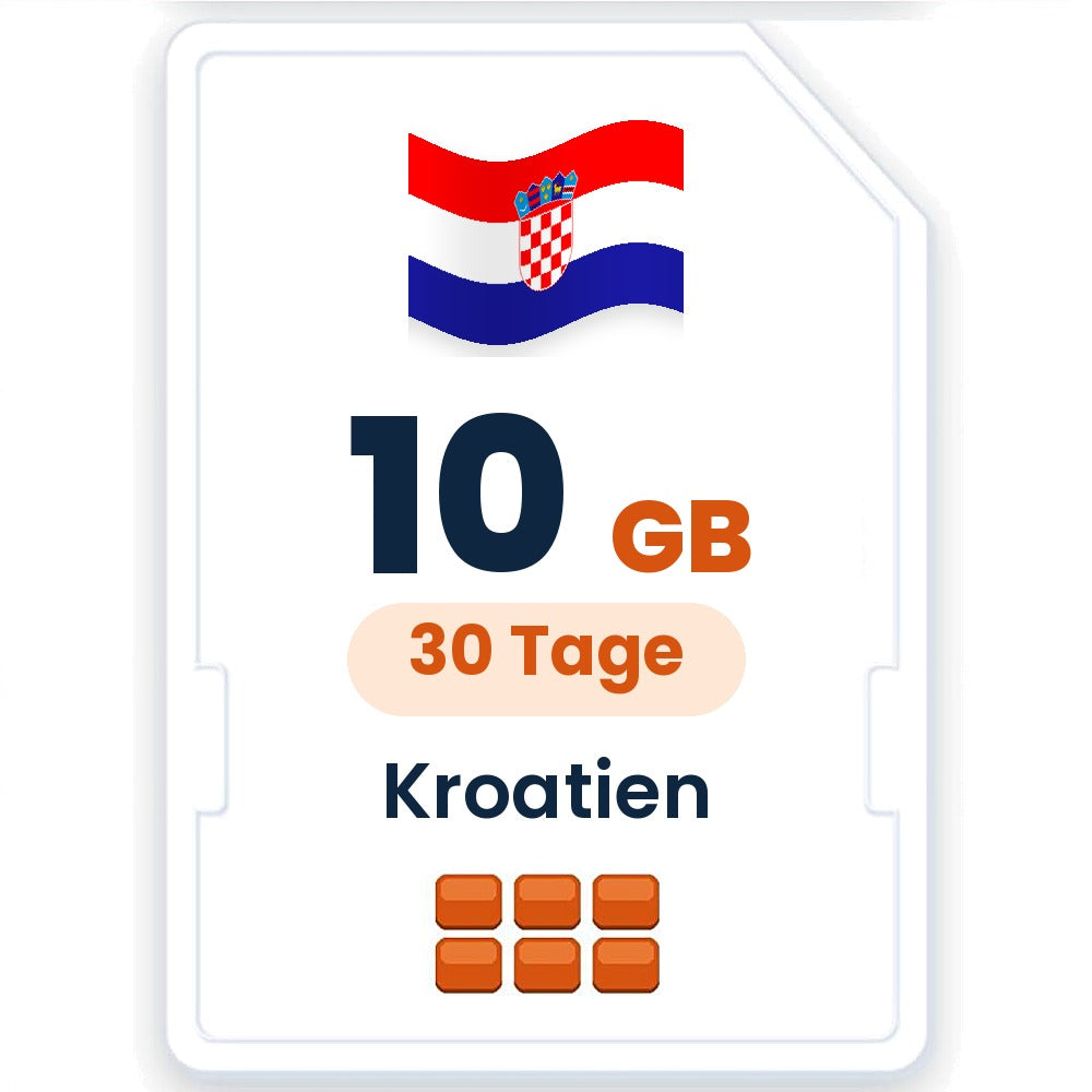 Kroatien eSIM – 10 GB, 30 Tage gültig
