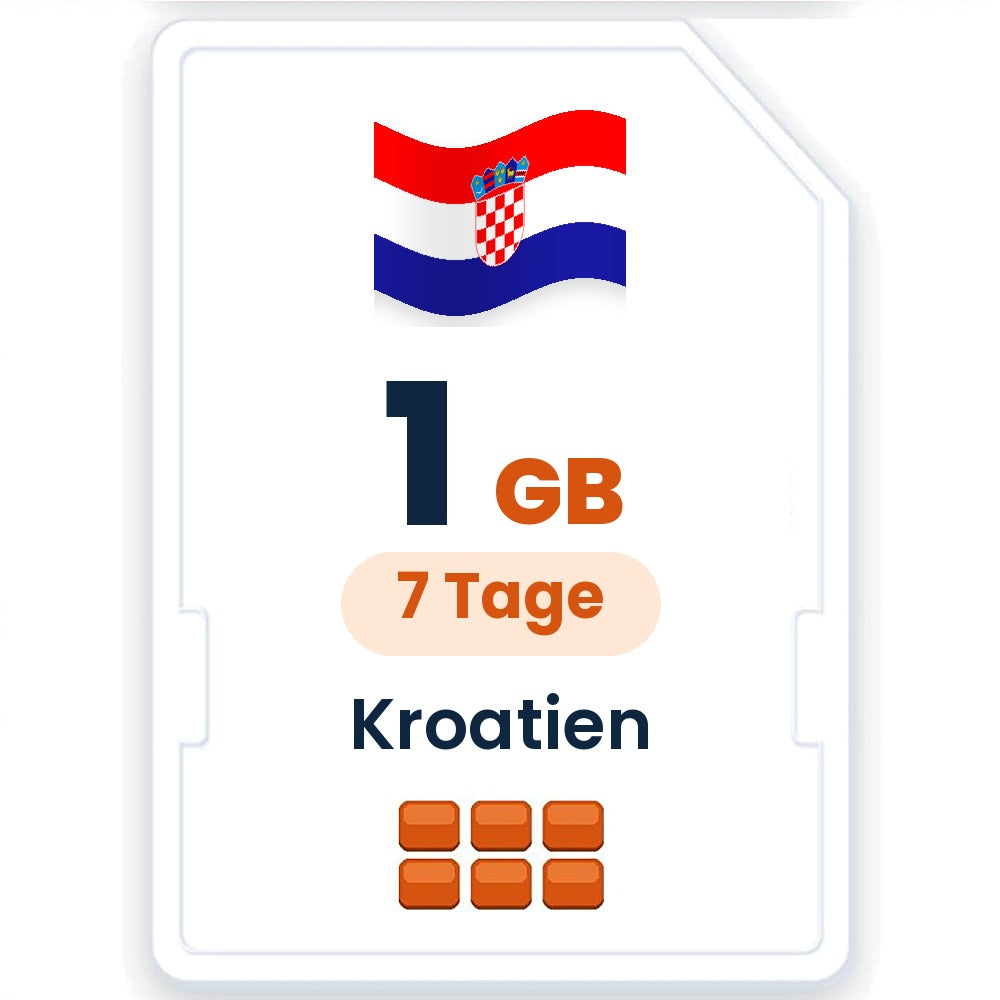Kroatien eSIM – 1 GB, 7 Tage gültig