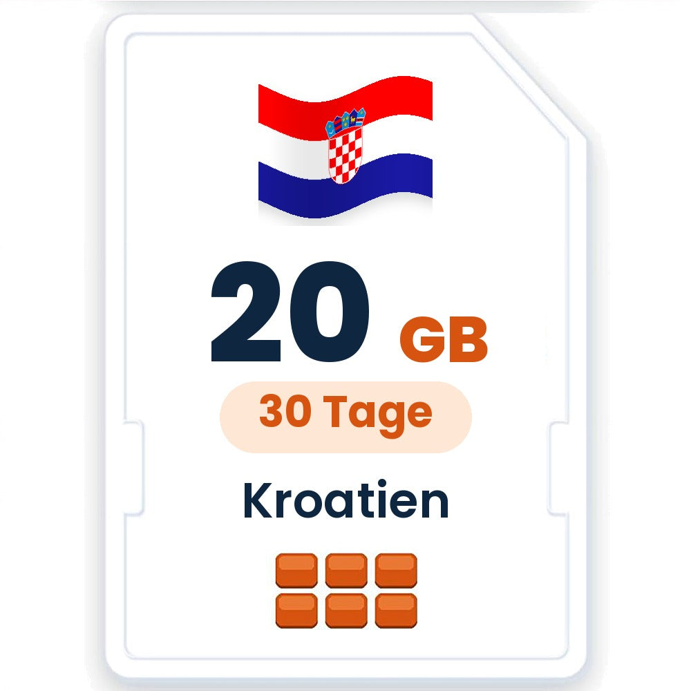 Kroatien eSIM – 20 GB, 30 Tage gültig