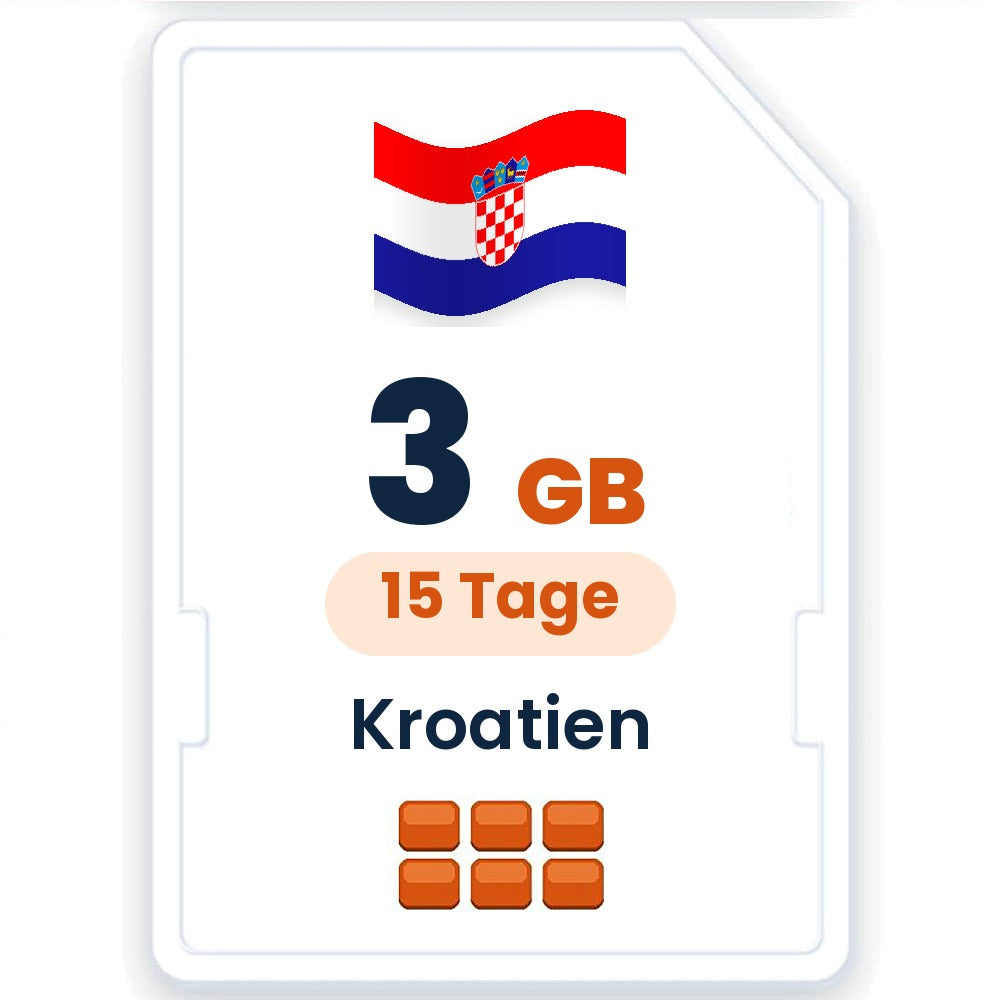 Kroatien eSIM – 3 GB, 15 Tage gültig