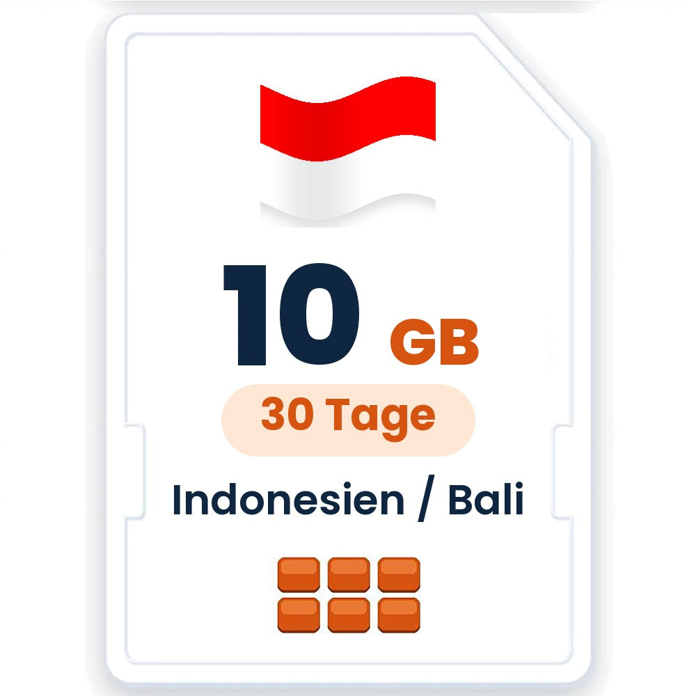 Indonesien / Bali eSIM – 10 GB, 30 Tage gültig