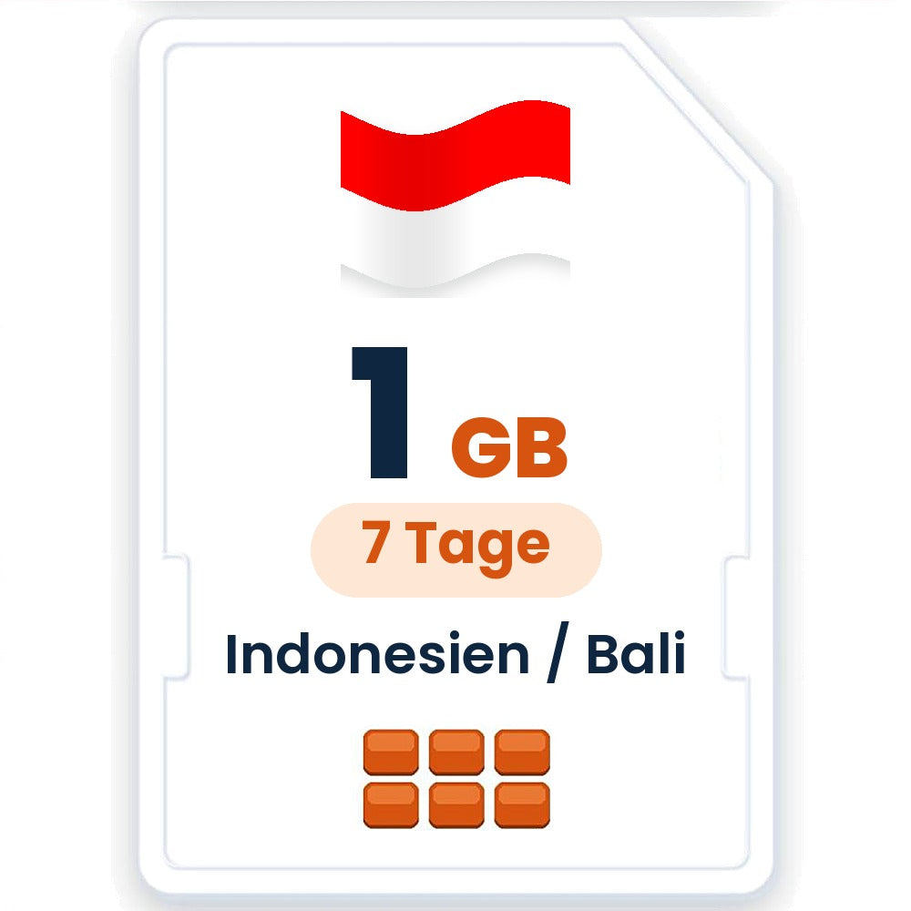 Indonesien / Bali eSIM – 1 GB, 7 Tage gültig