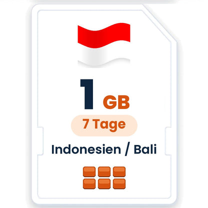 Indonesien / Bali eSIM – 1 GB, 7 Tage gültig