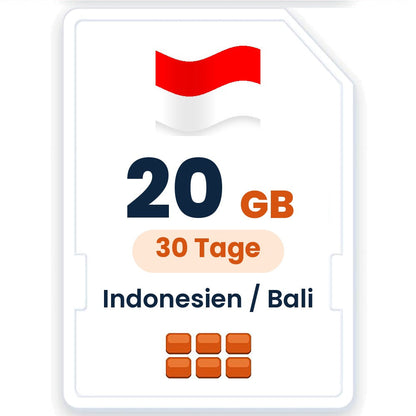 Indonesien / Bali eSIM – 20 GB, 30 Tage gültig