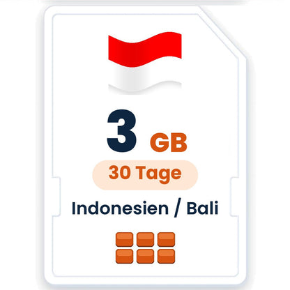 Indonesien / Bali eSIM – 3 GB, 30 Tage gültig
