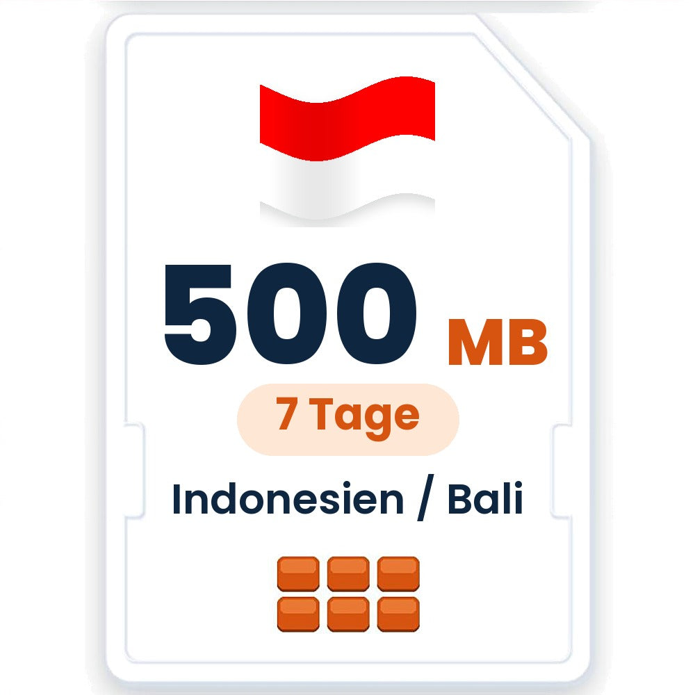 Indonesien / Bali eSIM – 500 MB, 7 Tage gültig