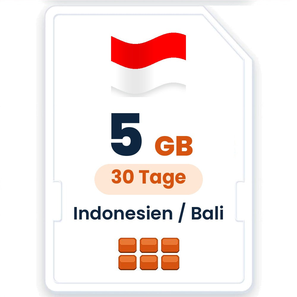Indonesien / Bali eSIM – 5 GB, 30 Tage gültig