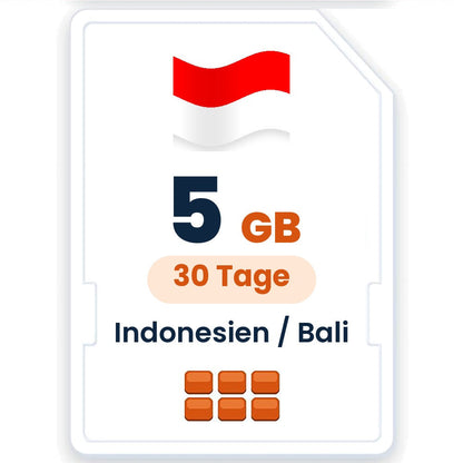 Indonesien / Bali eSIM – 5 GB, 30 Tage gültig