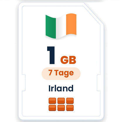 Irland eSIM – 1 GB, 7 Tage gültig