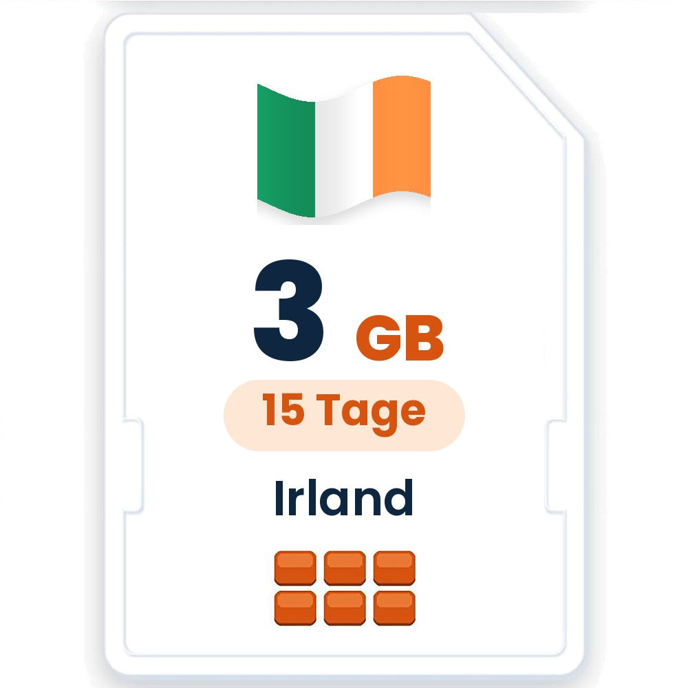 Irland eSIM – 3 GB, 15 Tage gültig