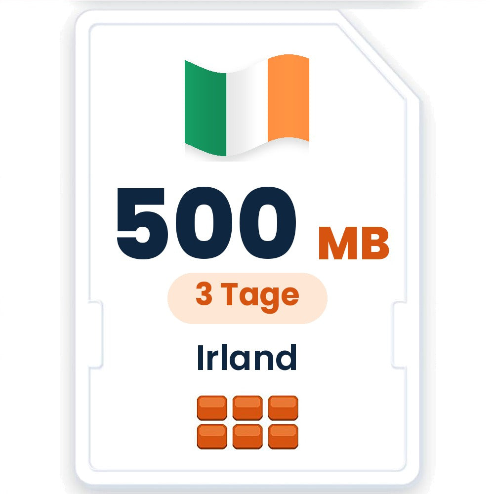 Irland eSIM – 500 MB, 3 Tage gültig