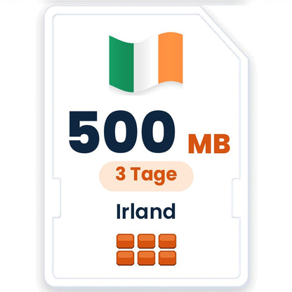 Irland eSIM – 500 MB, 3 Tage gültig
