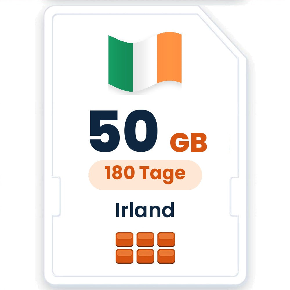 Irland eSIM – 50 GB, 180 Tage gültig
