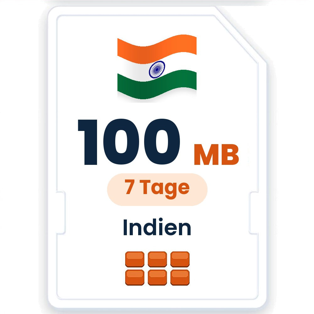 Indien eSIM – 100 MB, 7 Tage gültig