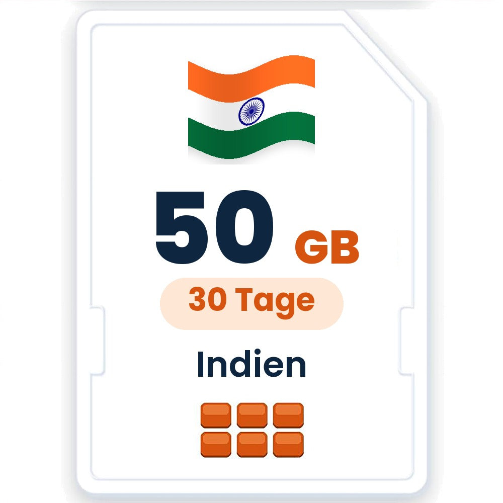 Indien eSIM – 50 GB, 30 Tage gültig