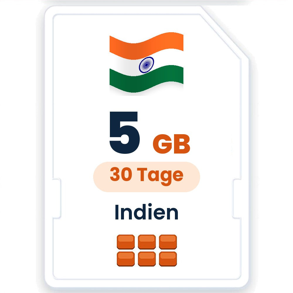 Indien eSIM – 5 GB, 30 Tage gültig