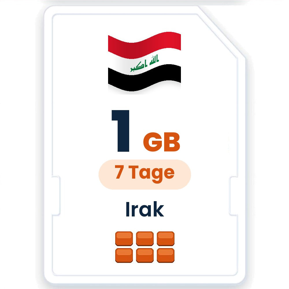 Irak eSIM – 1 GB, 7 Tage gültig