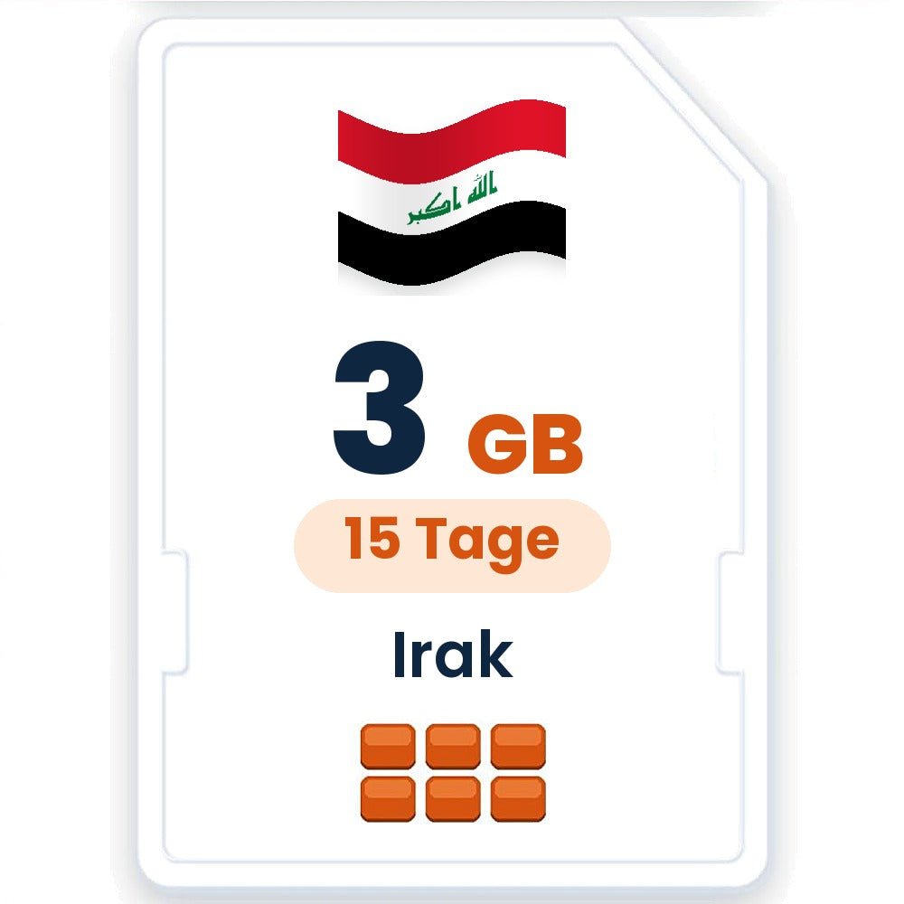 Irak eSIM – 3 GB, 15 Tage gültig