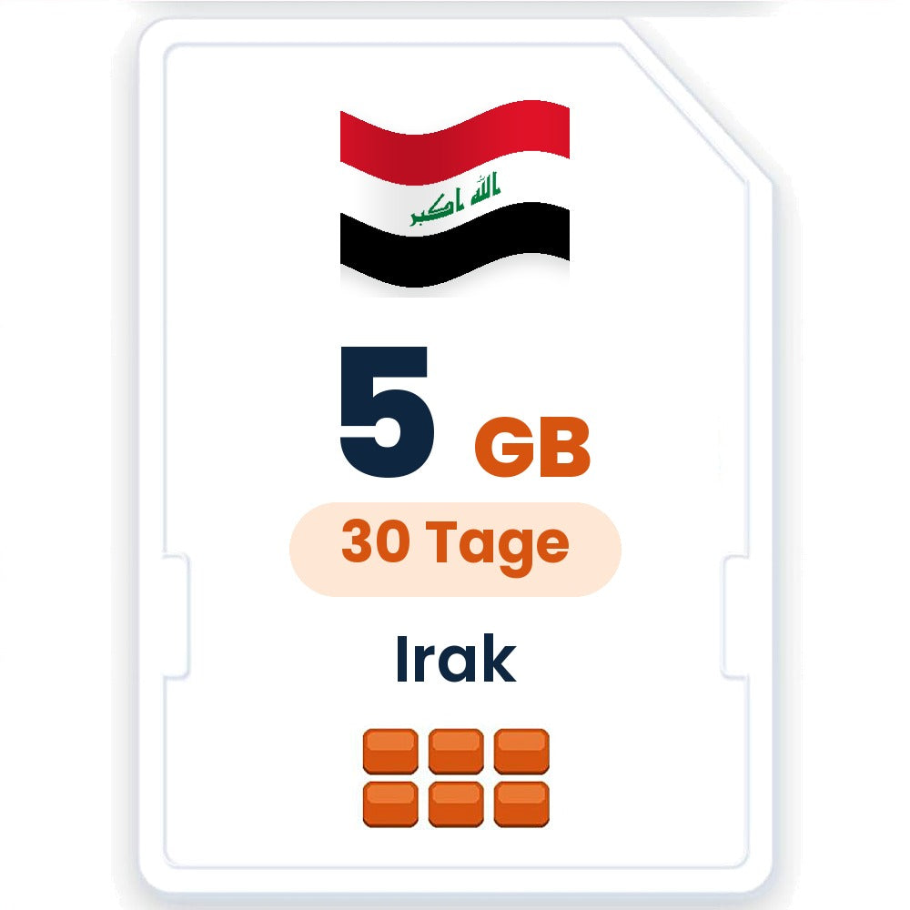 Irak eSIM – 5 GB, 30 Tage gültig