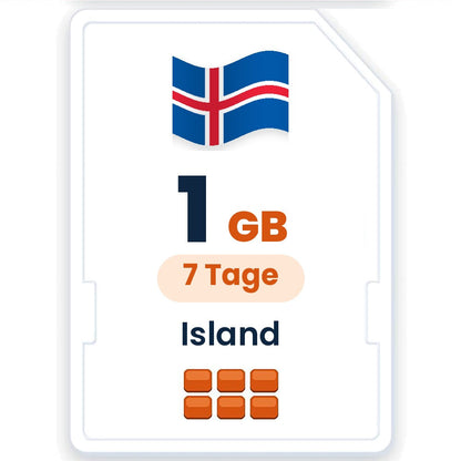 Island eSIM – 1 GB, 7 Tage gültig