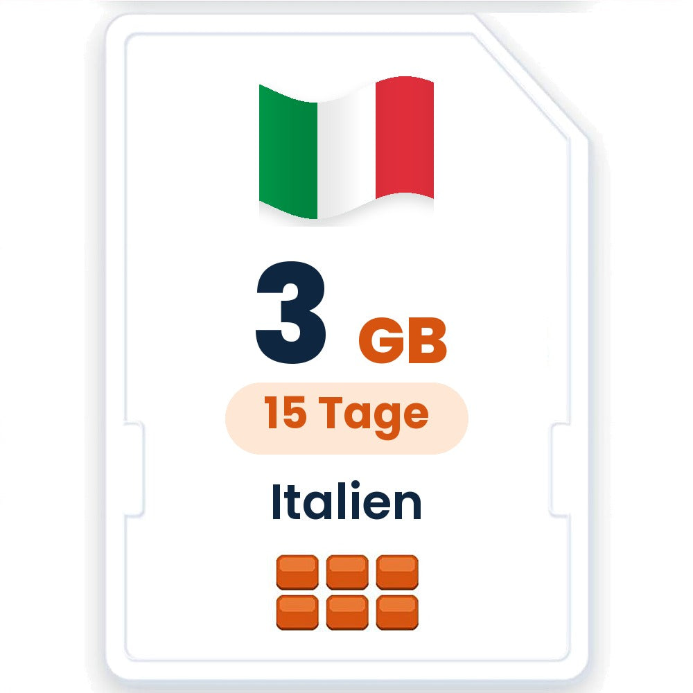 Italien eSIM – 3 GB, 15 Tage gültig