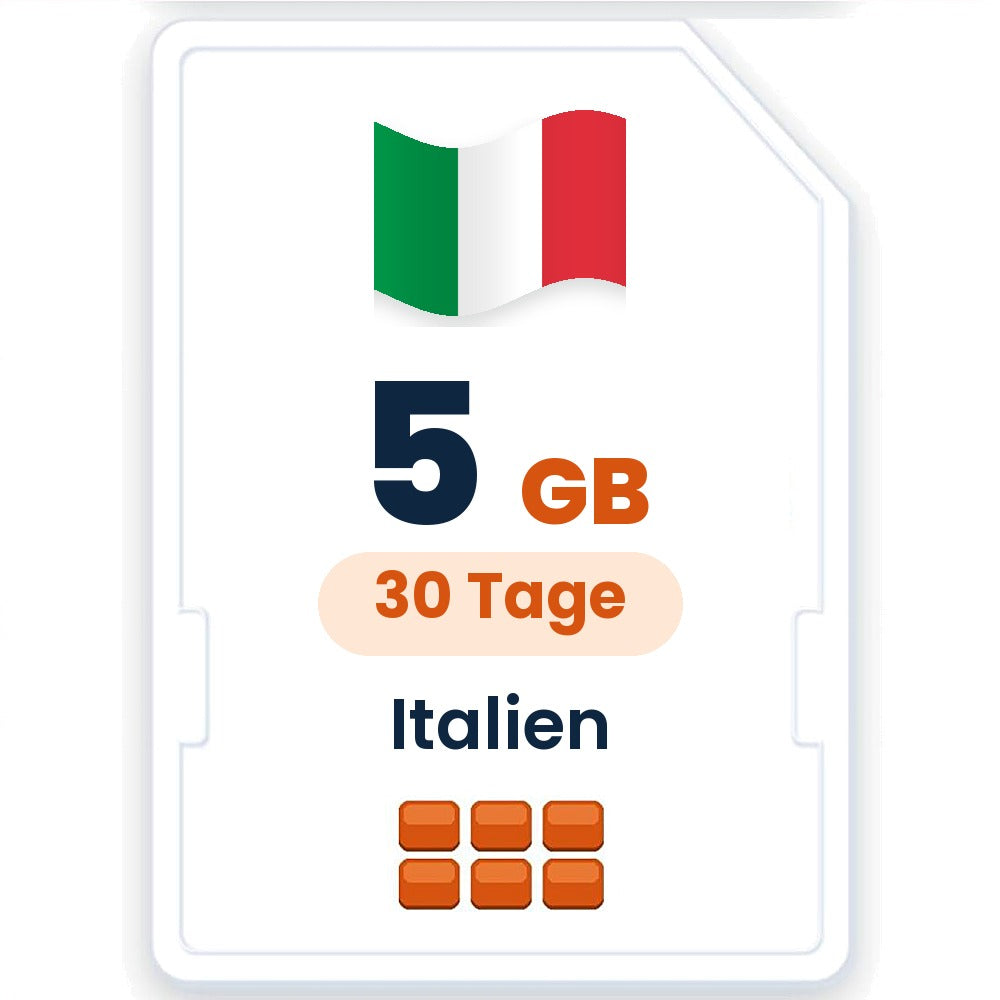 Italien eSIM – 5 GB, 30 Tage gültig