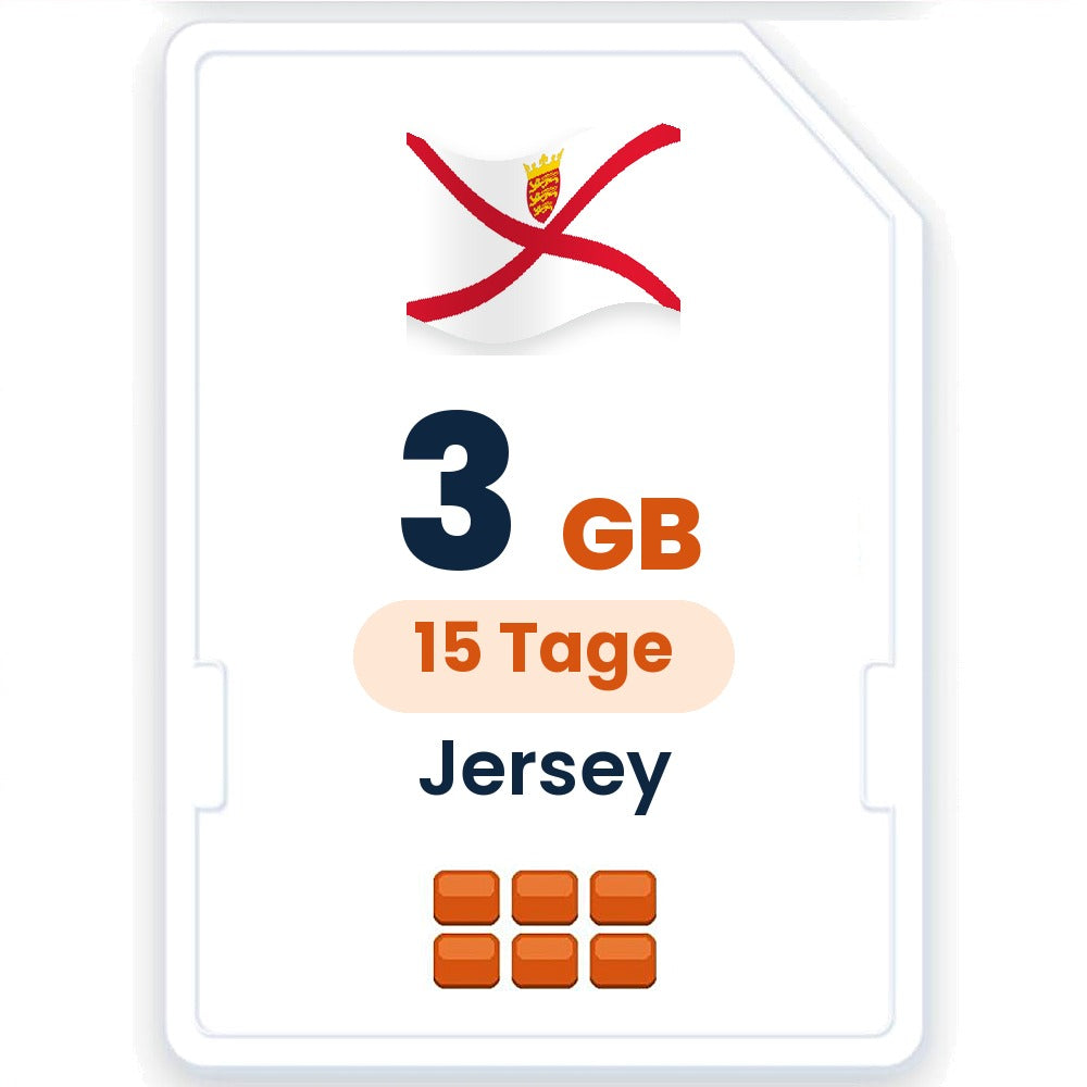 Jersey eSIM – 3 GB, 15 Tage gültig