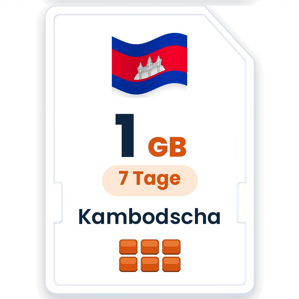 Kambodscha eSIM – 1 GB, 7 Tage gültig
