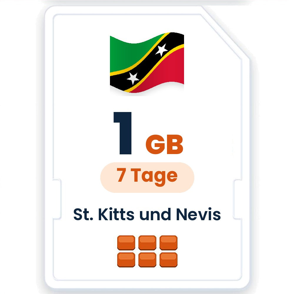 St. Kitts und Nevis eSIM – 1 GB, 7 Tage gültig